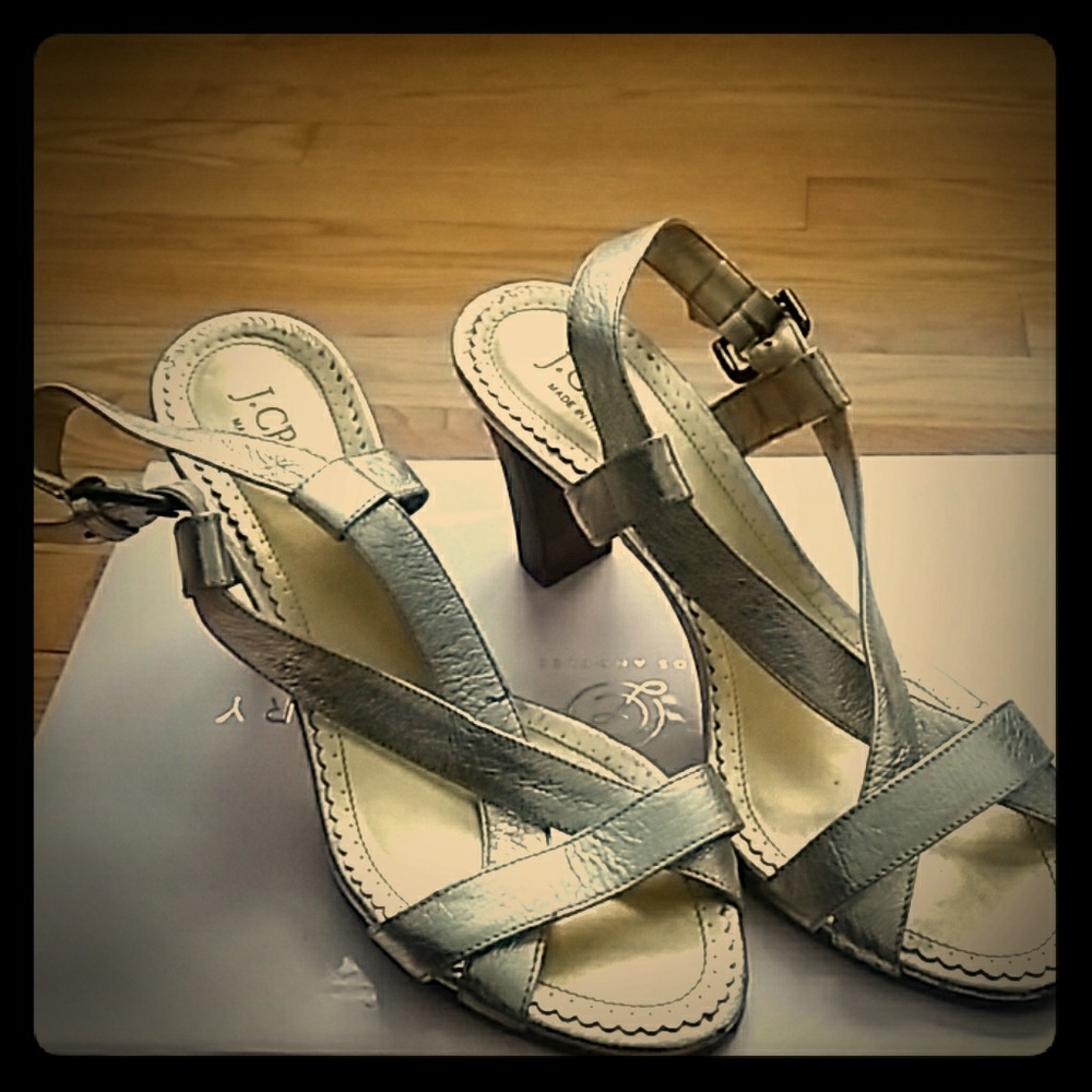J.Crew Gold Metallic Sandal Heels